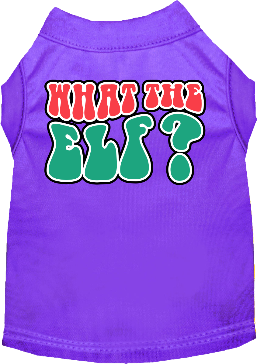 What the Elf Screen Print Dog Shirt Purple Size XL